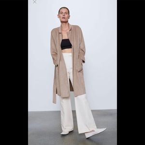 Zara Belted Faux Suede Trench Coat